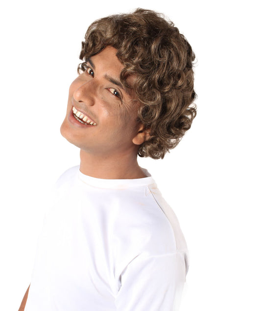  Men’s Famous Celebrity Comic Spider Tom Layered Curly Dark Brown Wig