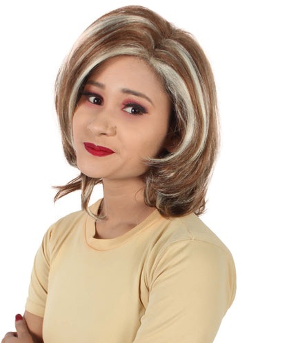 Women’s 90s Sitcom Iconic Ash-blonde Side-parted Choppy Layered Bob Wig I Flame-retardant 100% Synthetic Fiber Fancy Wig | HPO