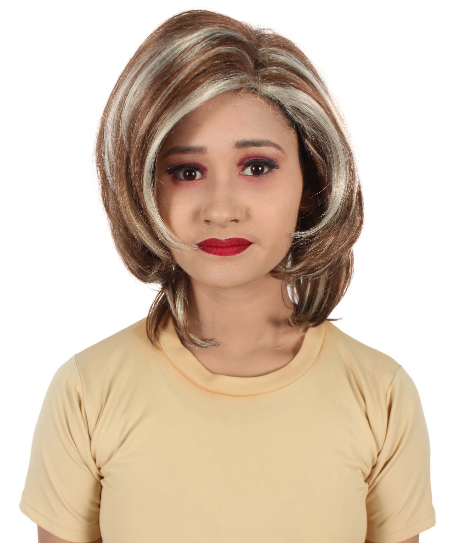 Women’s 90s Sitcom Iconic Ash-blonde Side-parted Choppy Layered Bob Wig I Flame-retardant 100% Synthetic Fiber Fancy Wig | HPO