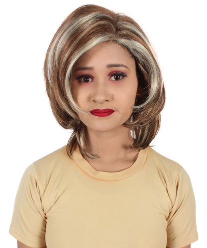 Women’s 90s Sitcom Iconic Ash-blonde Side-parted Choppy Layered Bob Wig I Flame-retardant 100% Synthetic Fiber Fancy Wig | HPO