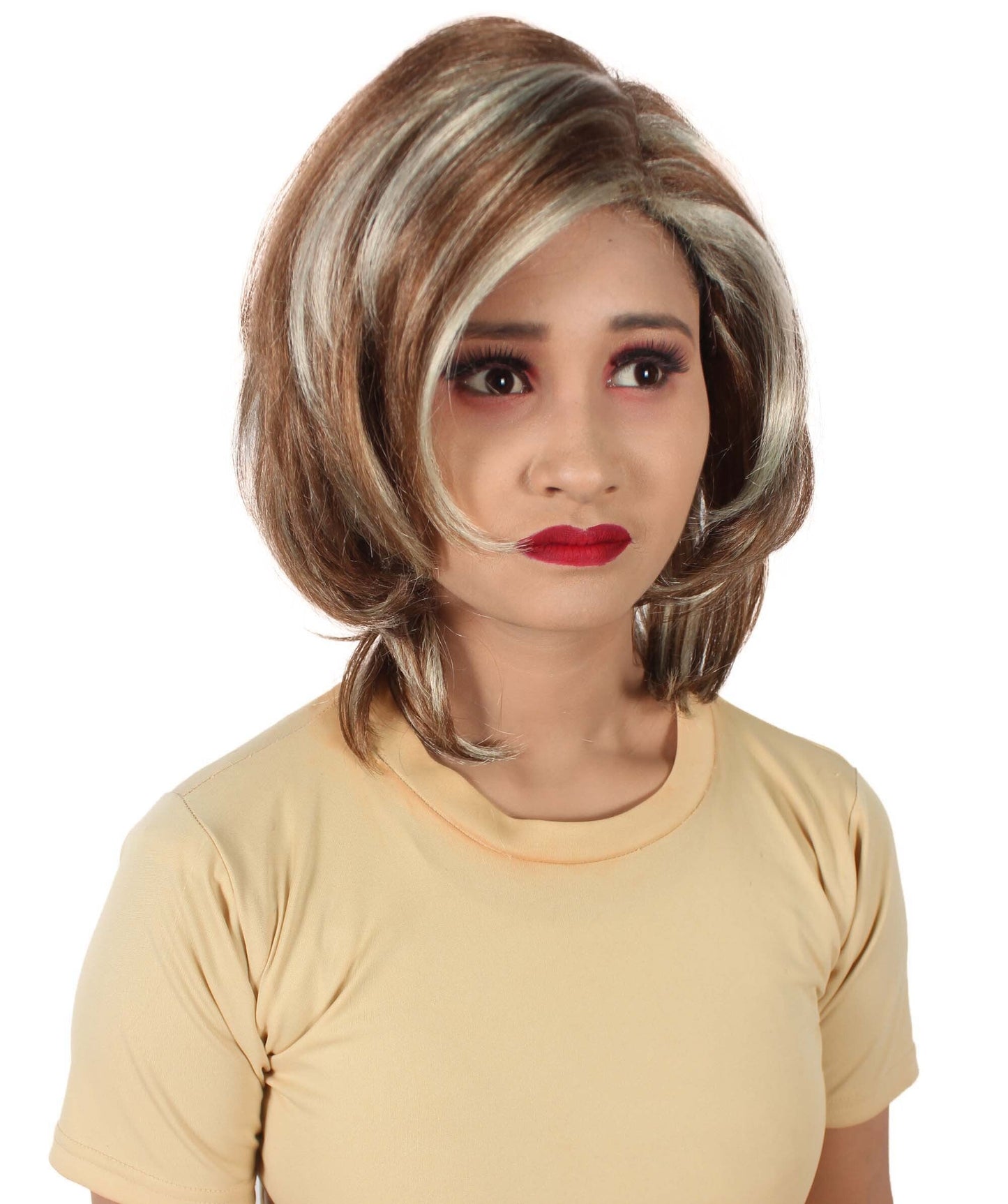 Women’s 90s Sitcom Iconic Ash-blonde Side-parted Choppy Layered Bob Wig I Flame-retardant 100% Synthetic Fiber Fancy Wig | HPO