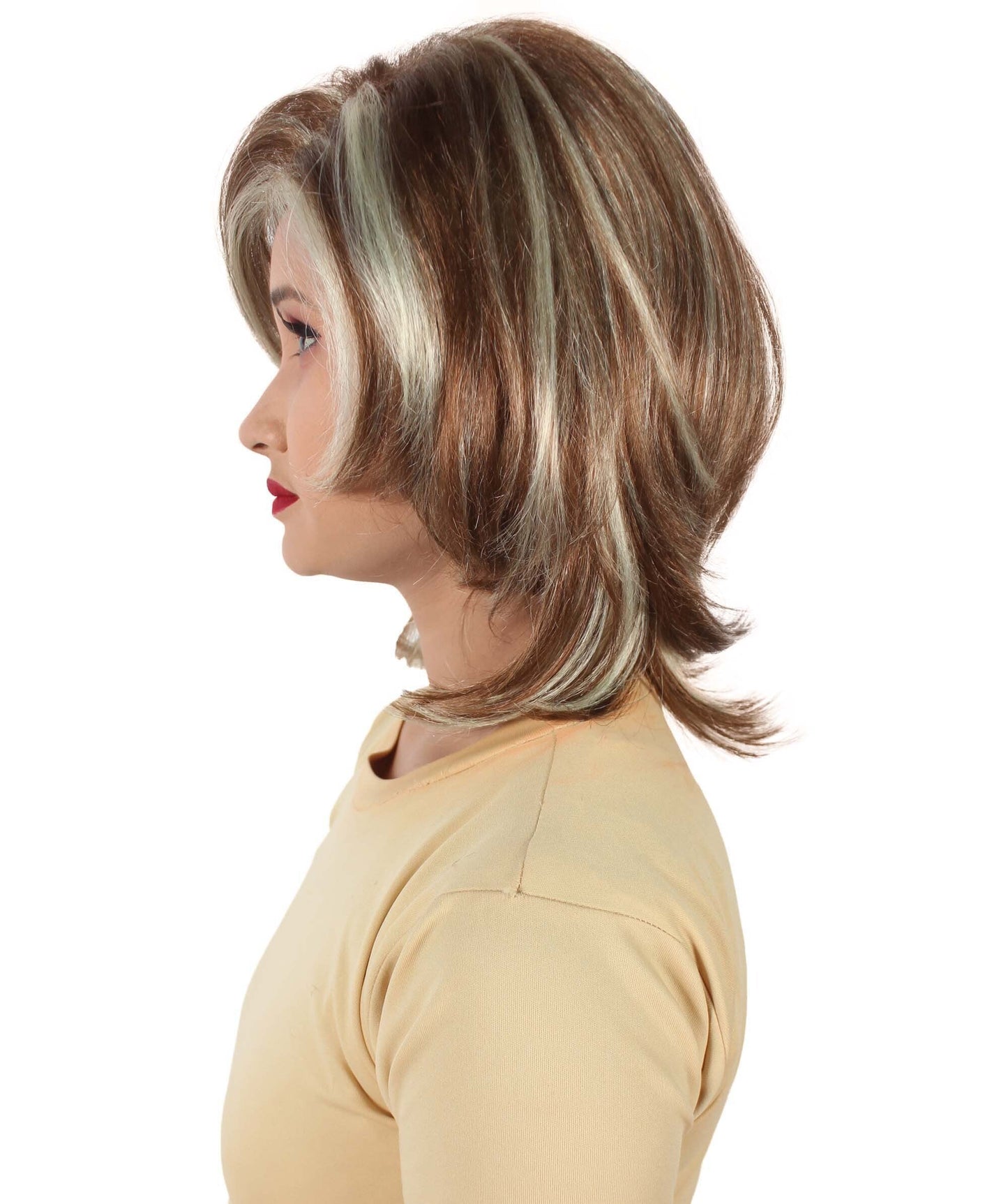 Women’s 90s Sitcom Iconic Ash-blonde Side-parted Choppy Layered Bob Wig I Flame-retardant 100% Synthetic Fiber Fancy Wig | HPO