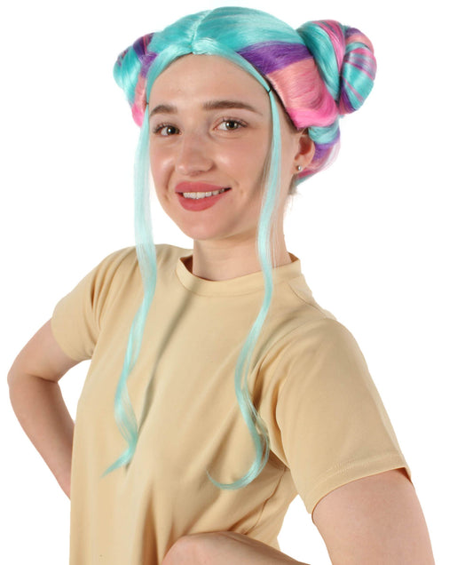 Women’s American Rapper Queen Multi Color Double Bun Wig