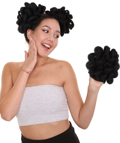 Women’s Black Clip-on Dreadlock Bun Hair Accessory | Flame-retardant 100% Synthetic Fiber