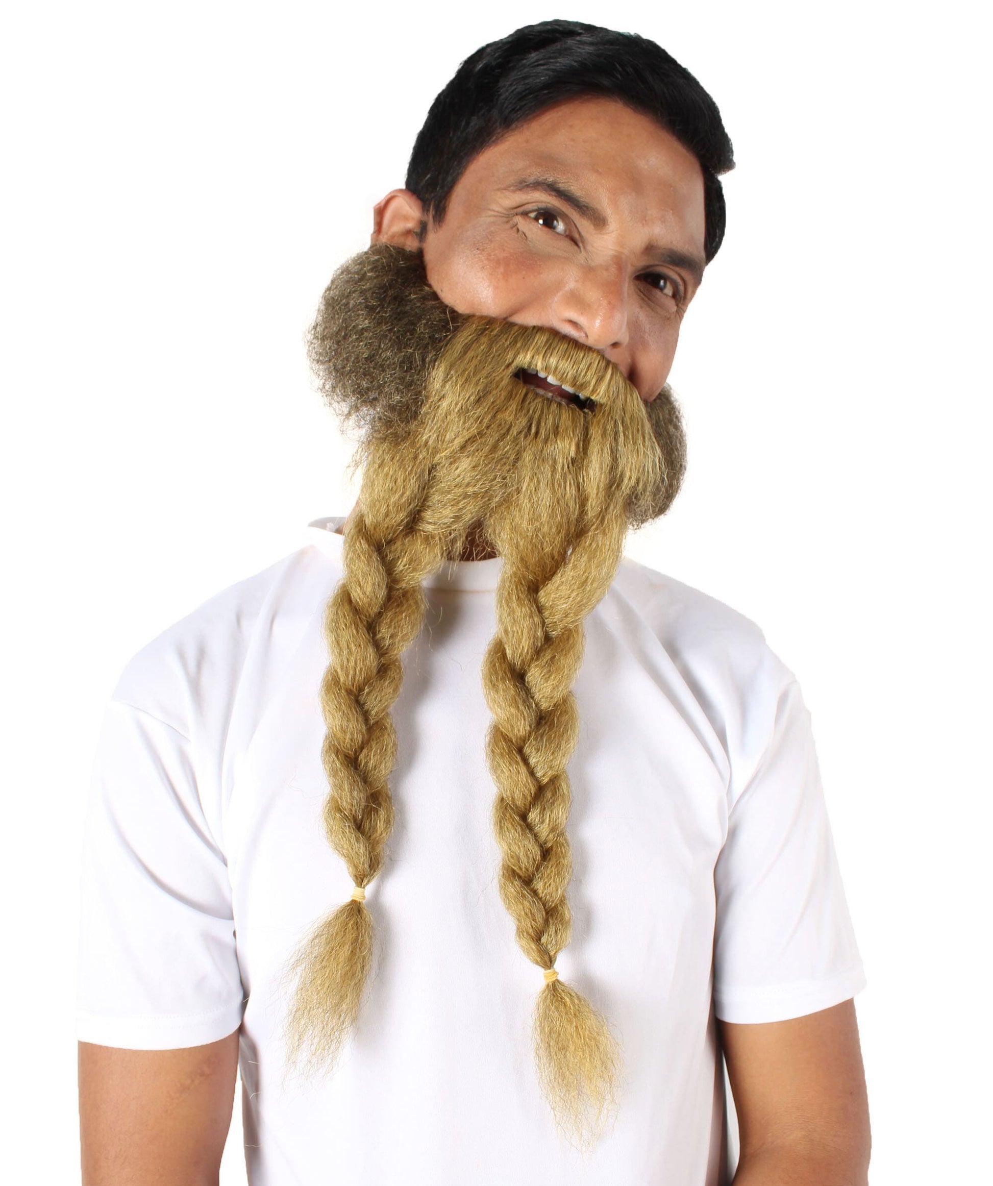 Men's Dark Blonde Braided Vikings' Beard and Mustache