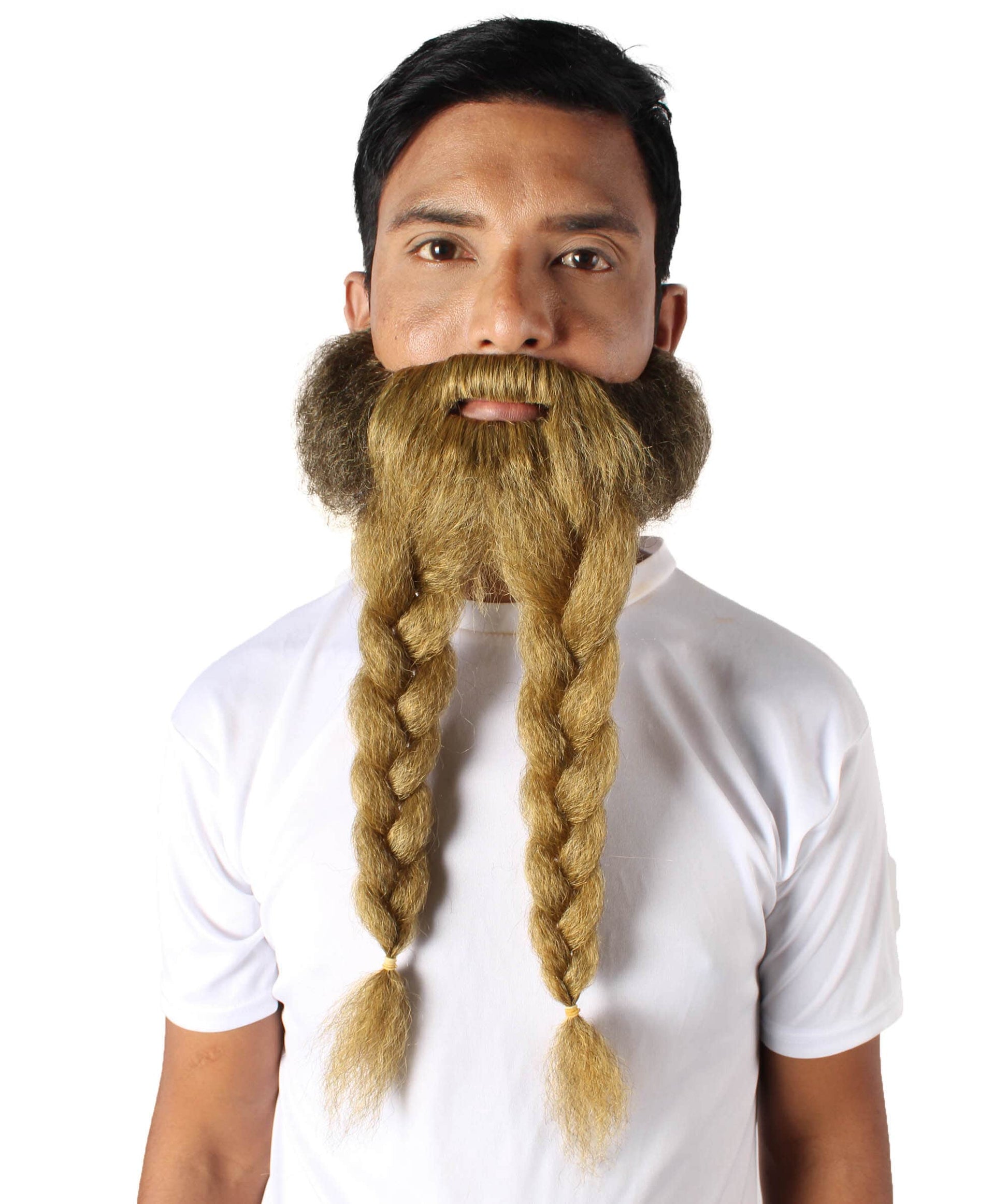 Men's Dark Blonde Braided Vikings' Beard and Mustache