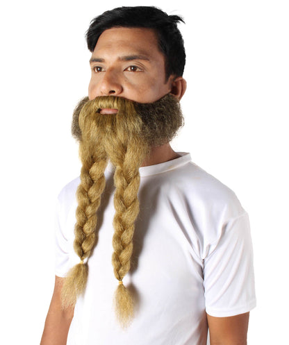 Men's Dark Blonde Braided Vikings' Beard and Mustache