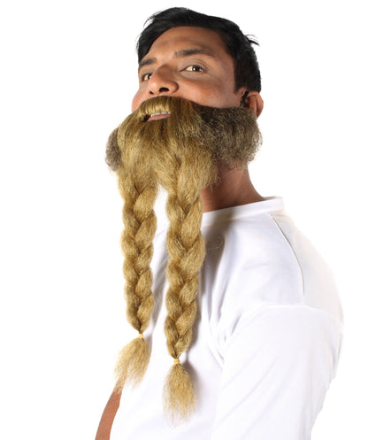 Men's Dark Blonde Braided Vikings' Beard and Mustache