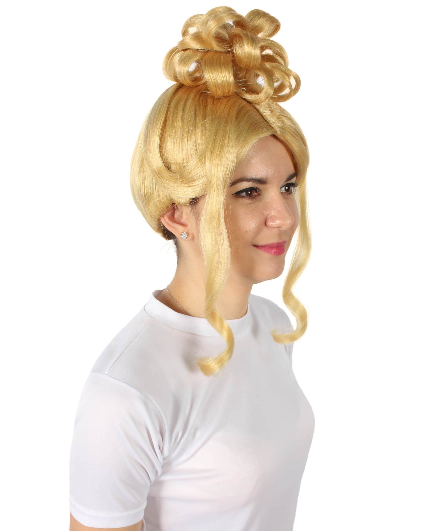 Women Drag Race Television Show Blonde Middle-parted Hair Updo Wig