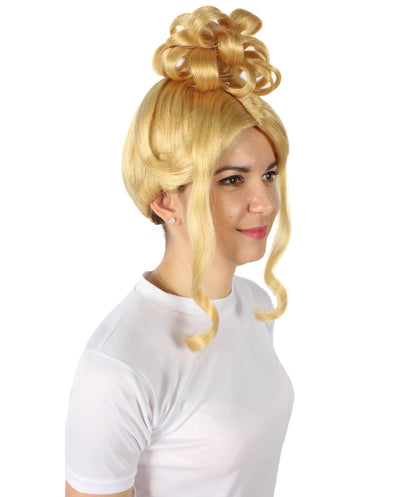 Women Drag Race Television Show Blonde Middle-parted Hair Updo Wig