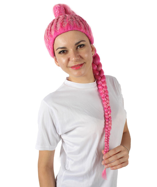 Women Drag Race Television Show Pink Braided Ponytail Wig