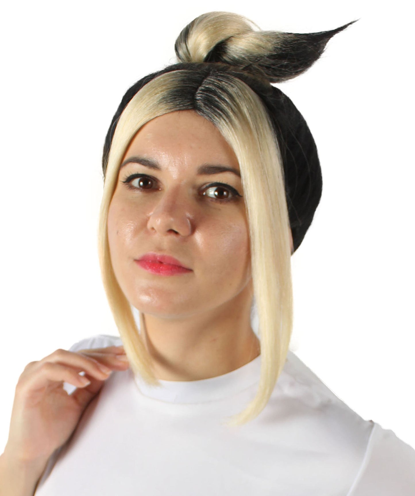 Black Blonde Middle-parted Wig