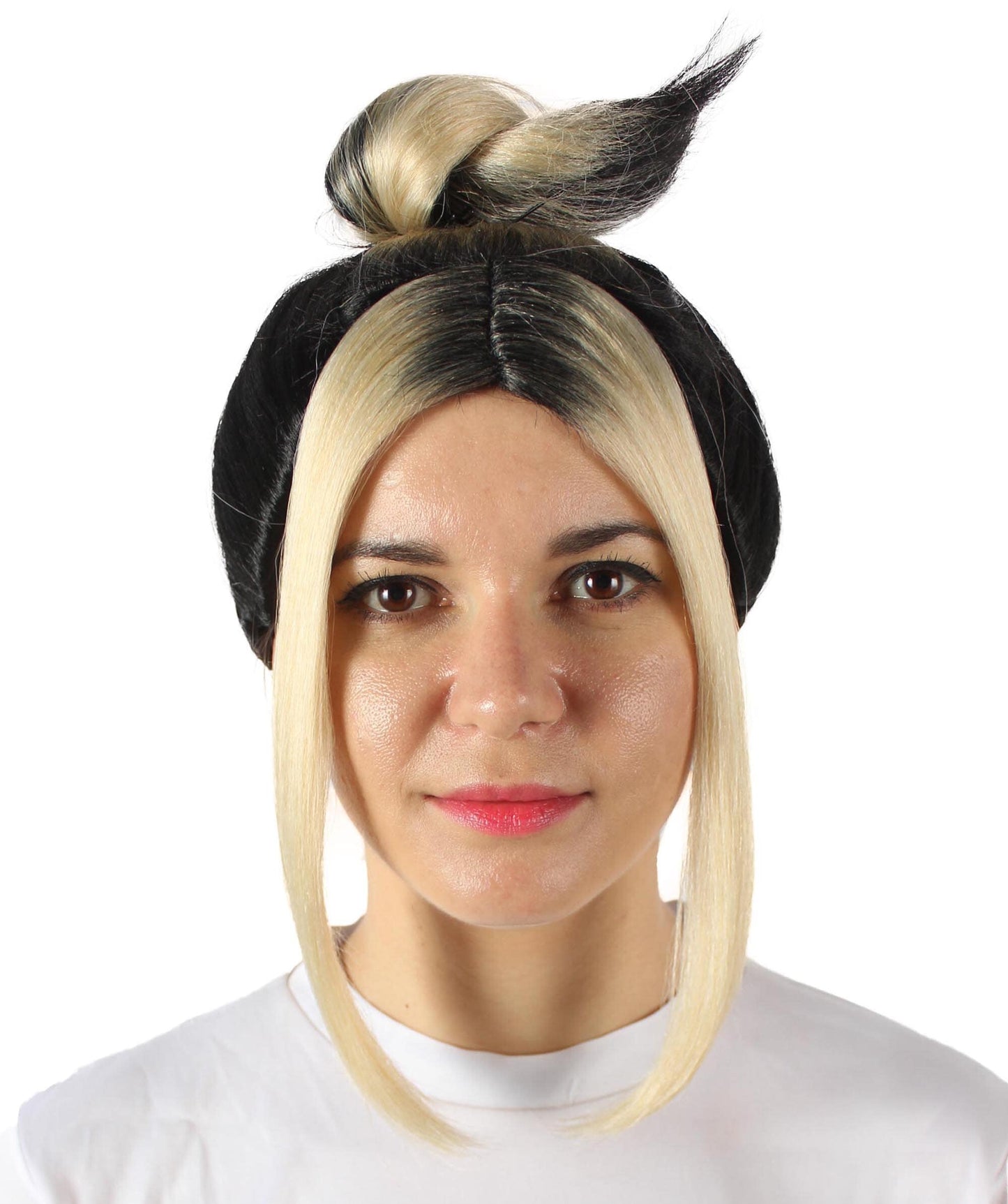 Black Blonde Middle-parted Wig