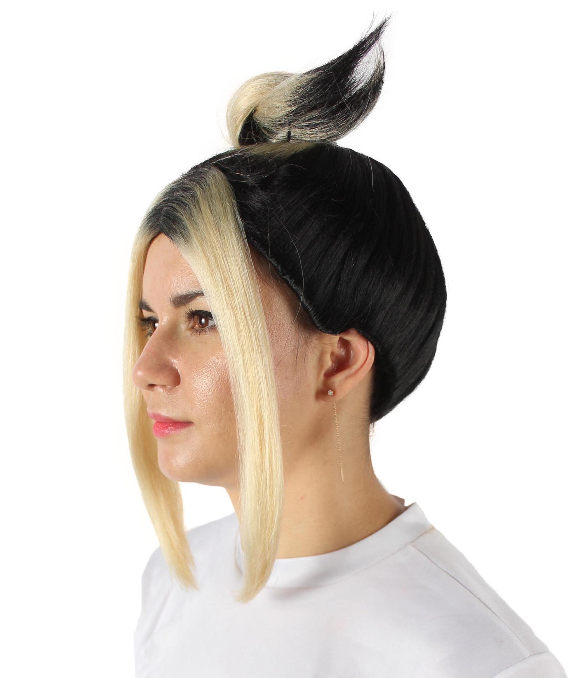 Black Blonde Middle-parted Wig