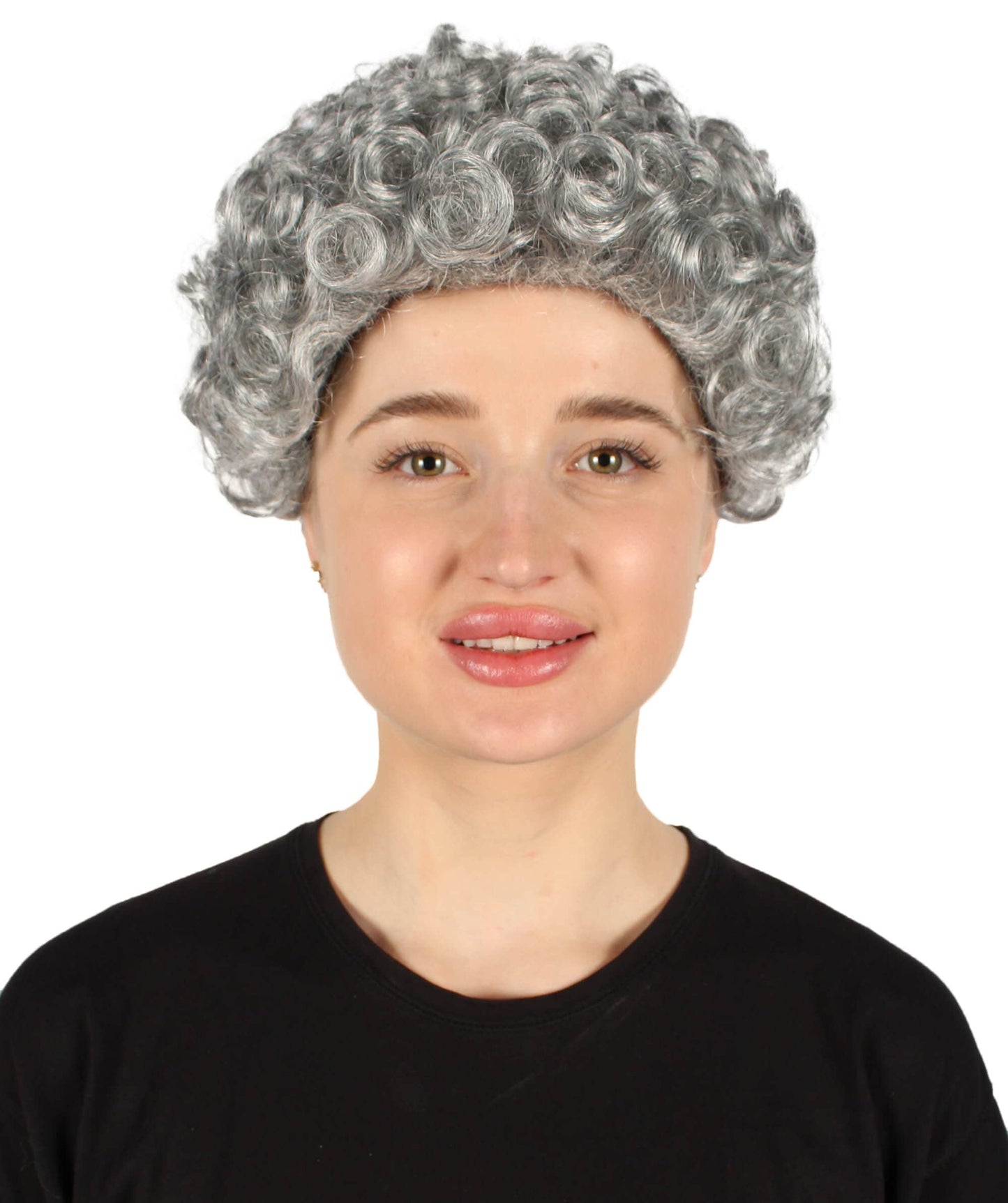 Dark Grey Older Lady Curly Afro Wig