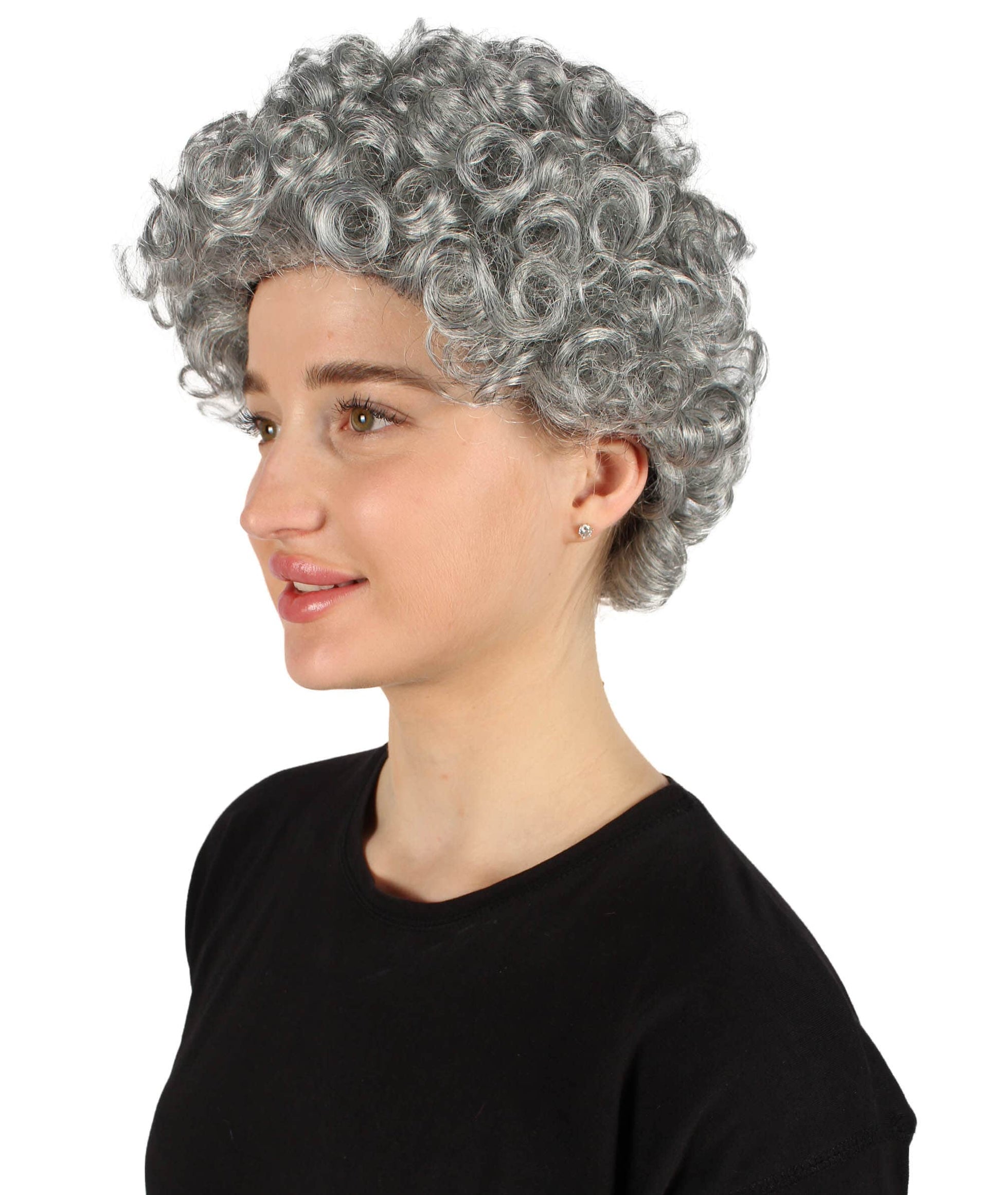 Dark Grey Older Lady Curly Afro Wig