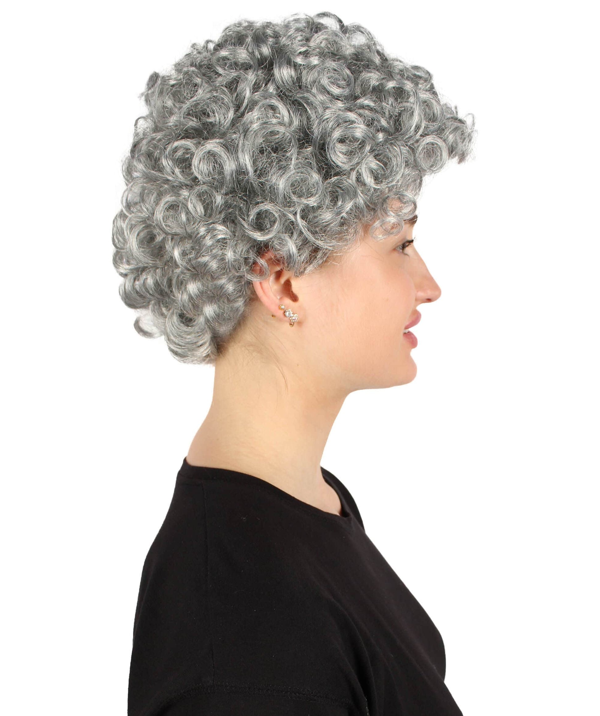 Dark Grey Older Lady Curly Afro Wig