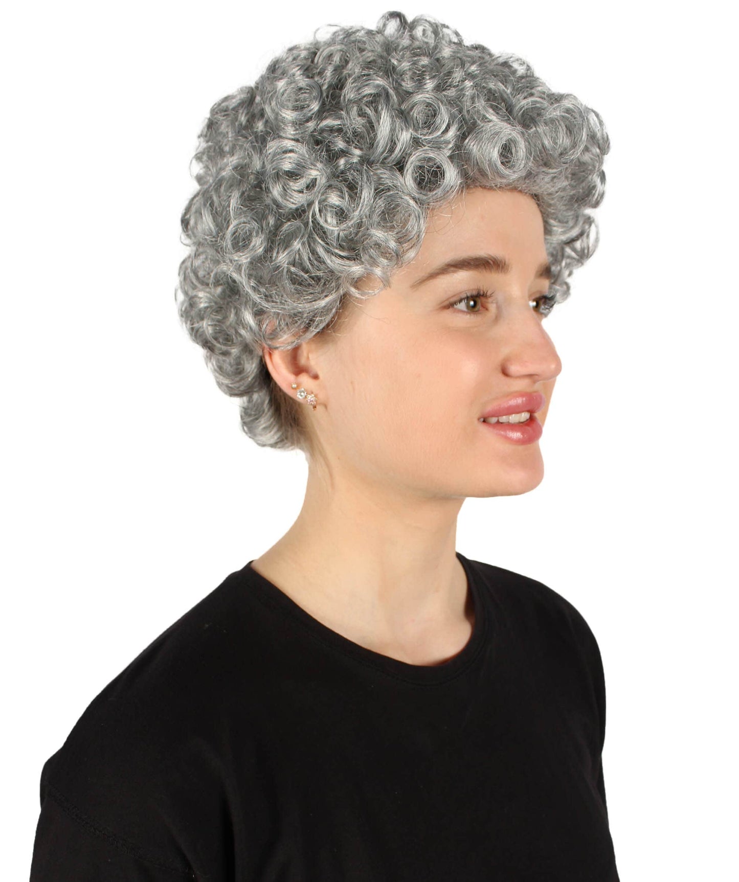 Dark Grey Older Lady Curly Afro Wig