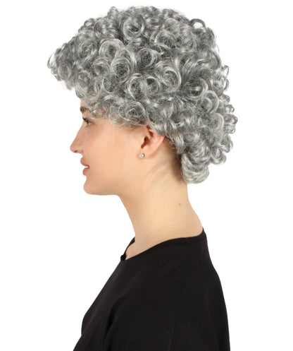 Dark Grey Older Lady Curly Afro Wig