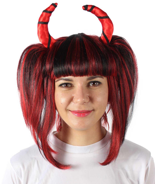 Red and Black Hair with Devil Horns