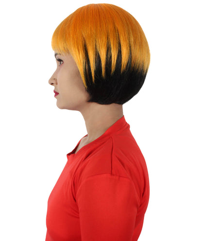 Women’s Bob-styled Orange and Black Wig | Flame-retardant 100% Synthetic Fiber Fancy Wig