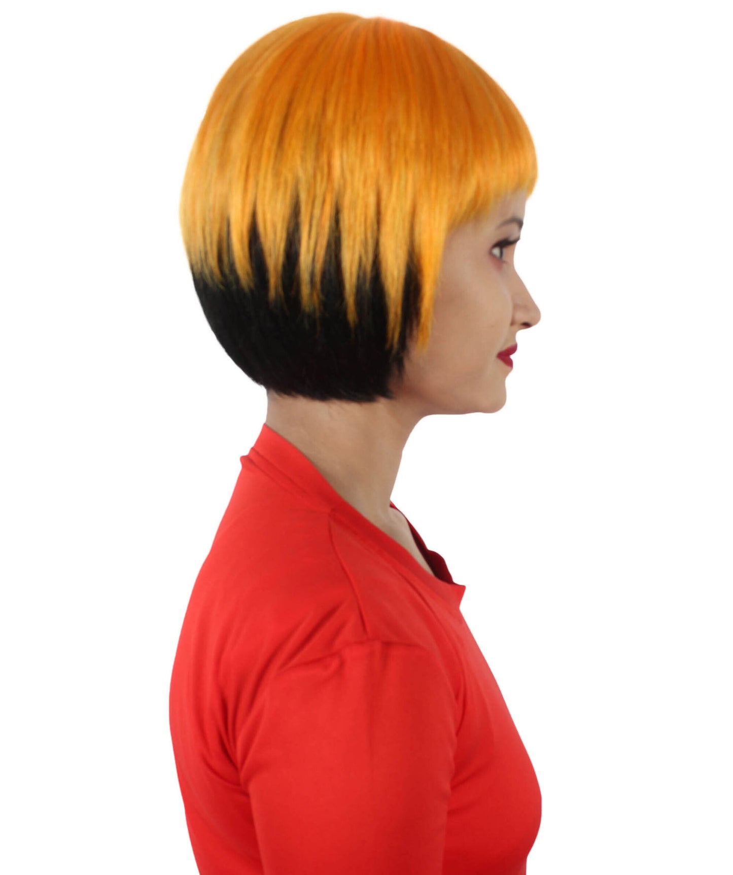 Women’s Bob-styled Orange and Black Wig | Flame-retardant 100% Synthetic Fiber Fancy Wig