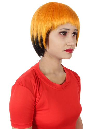 Women’s Bob-styled Orange and Black Wig | Flame-retardant 100% Synthetic Fiber Fancy Wig