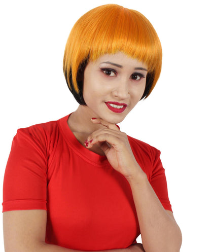Women’s Bob-styled Orange and Black Wig | Flame-retardant 100% Synthetic Fiber Fancy Wig