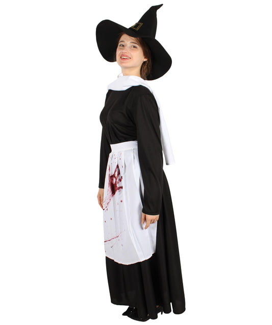 Women’s Classic Black & White Salem Witch Costume Set