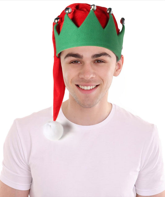 Men’s Santa’s Helper Magical Knitted Hat | Green-red Hat Red for Christmas