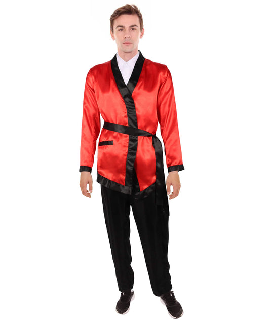  Men’s Red Velvet Soft Smocking Jacket Costume