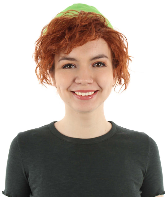 Women’s Animated Panda Cartoon Movie Braided Wig with Green Hat Attached