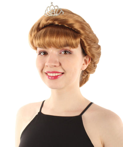 Women's Animated Movie Snow Princess Mother Brown Wig with Bangs | Perfect for Halloween | Flame-retardant Synthetic Fiber