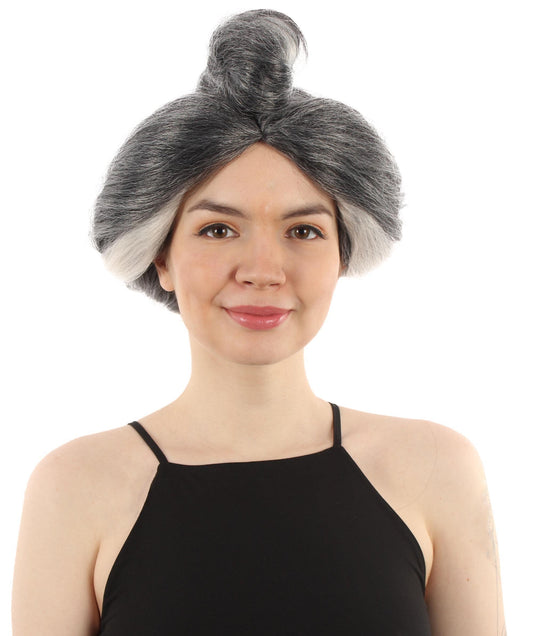 Women’s Animated Movie Female Chinese Mother Graying Bun Wig