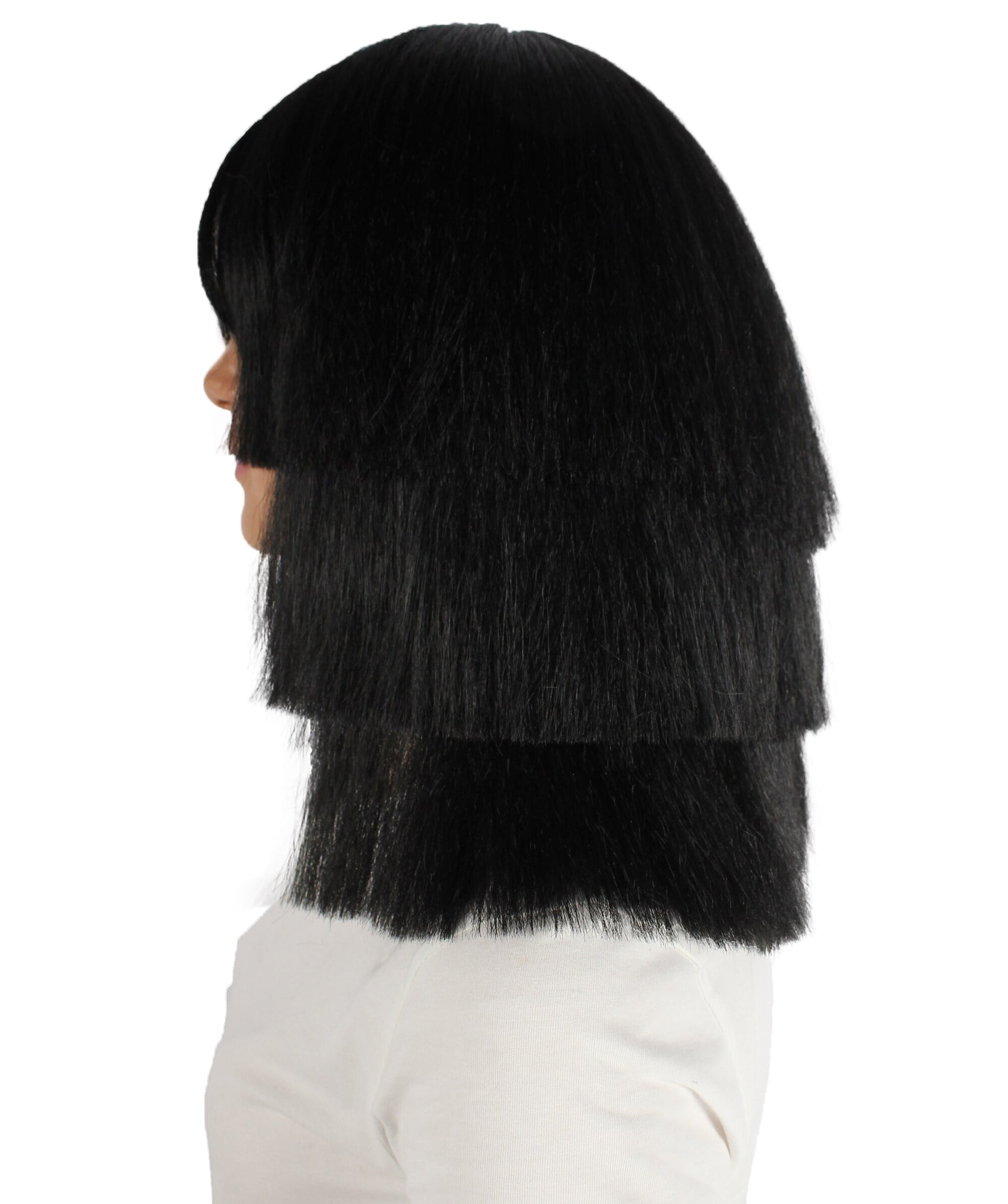 Multi-layered Straight Black Wig with Bangs