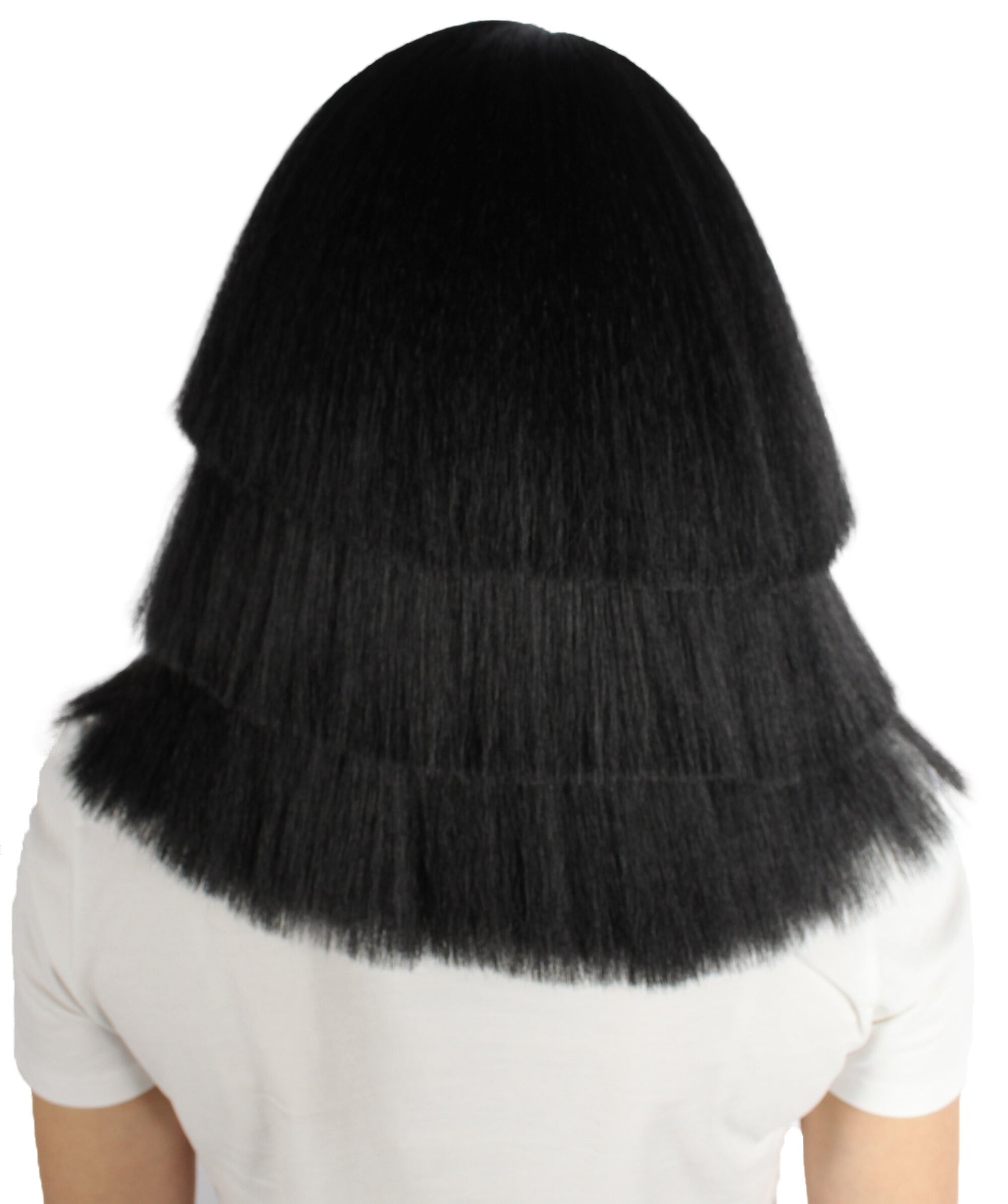 Multi-layered Straight Black Wig with Bangs