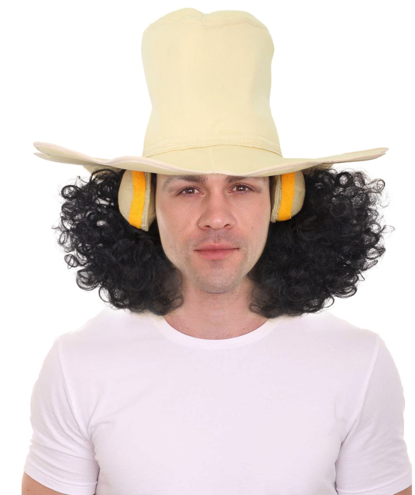 Anime Black Curly Wig With Hat Cap