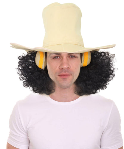 Anime Black Curly Wig With Hat Cap