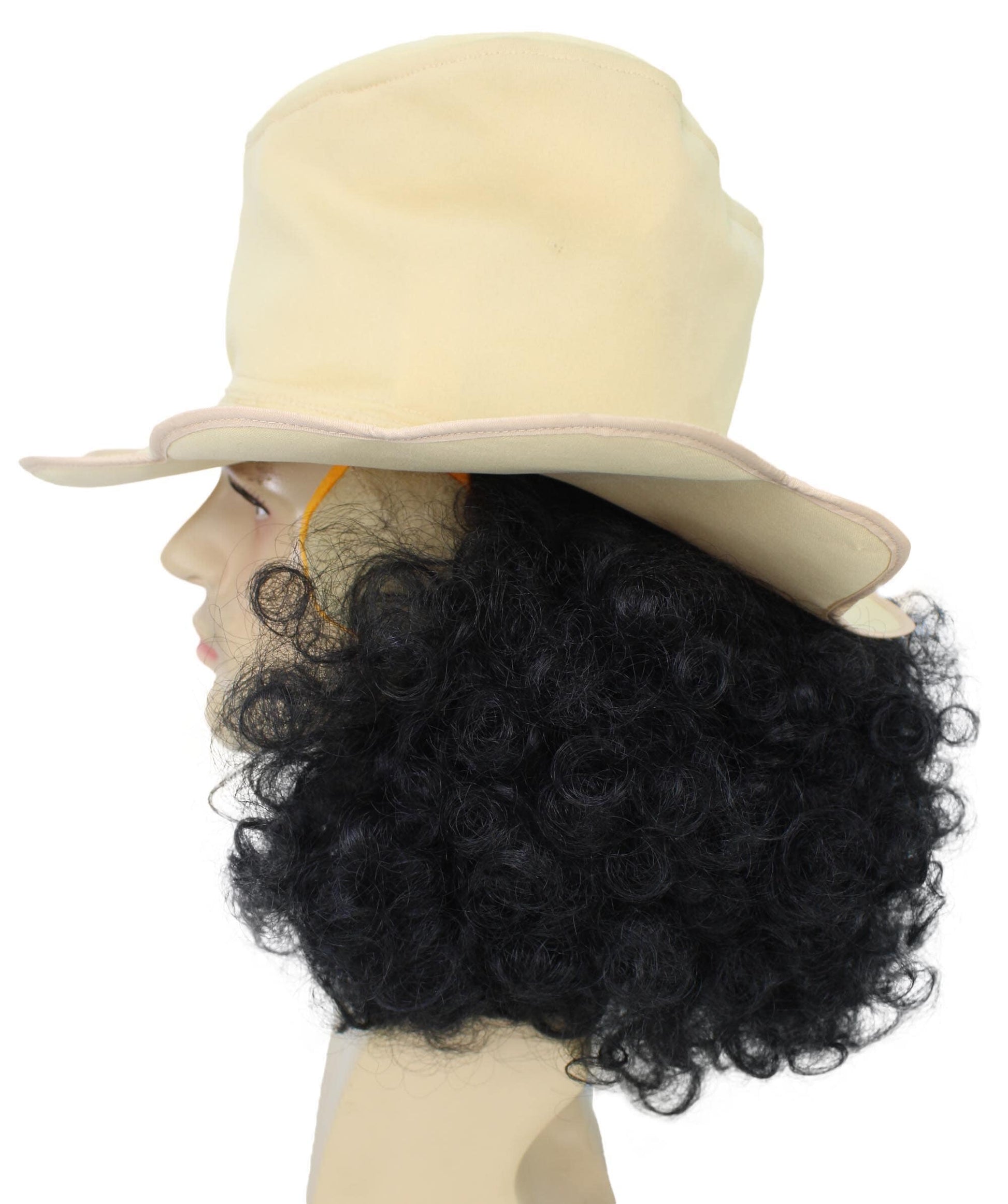 Anime Black Curly Wig With Hat Cap