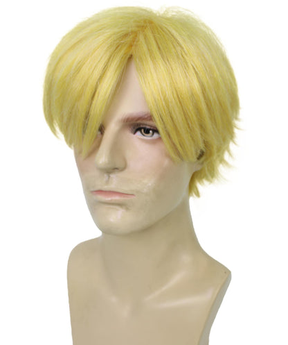 Men’s Japanese Anime Series Chef Character Golden Blonde Short Hair Wig