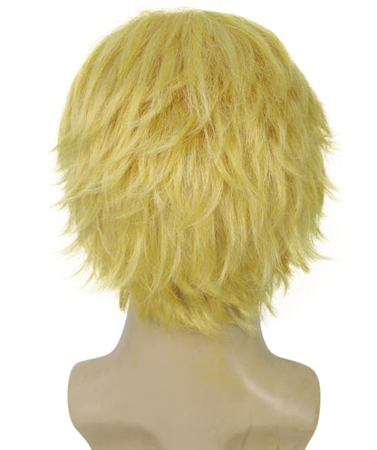 Men’s Japanese Anime Series Chef Character Golden Blonde Short Hair Wig