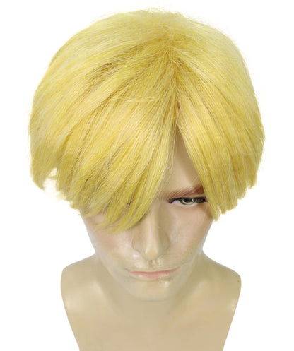 Men’s Japanese Anime Series Chef Character Golden Blonde Short Hair Wig