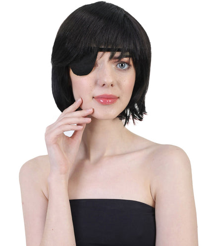 Women’s Devil Hunter Bob Anime Wig, Breathable Capless Design, Perfect for Halloween and Anime-themed Group Parties, Flame-retardant Synthetic Fiber