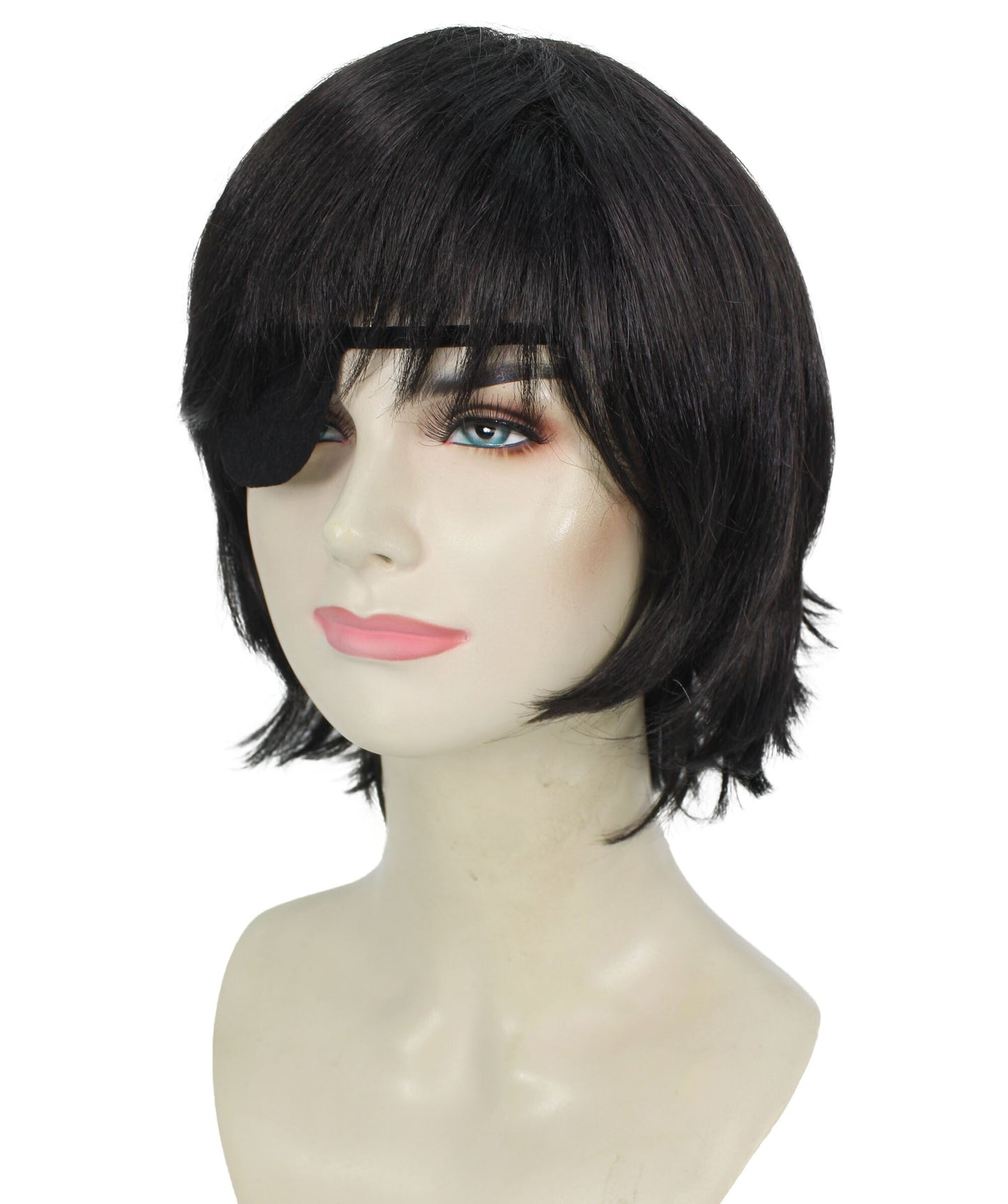 Women’s Devil Hunter Bob Anime Wig, Breathable Capless Design, Perfect for Halloween and Anime-themed Group Parties, Flame-retardant Synthetic Fiber
