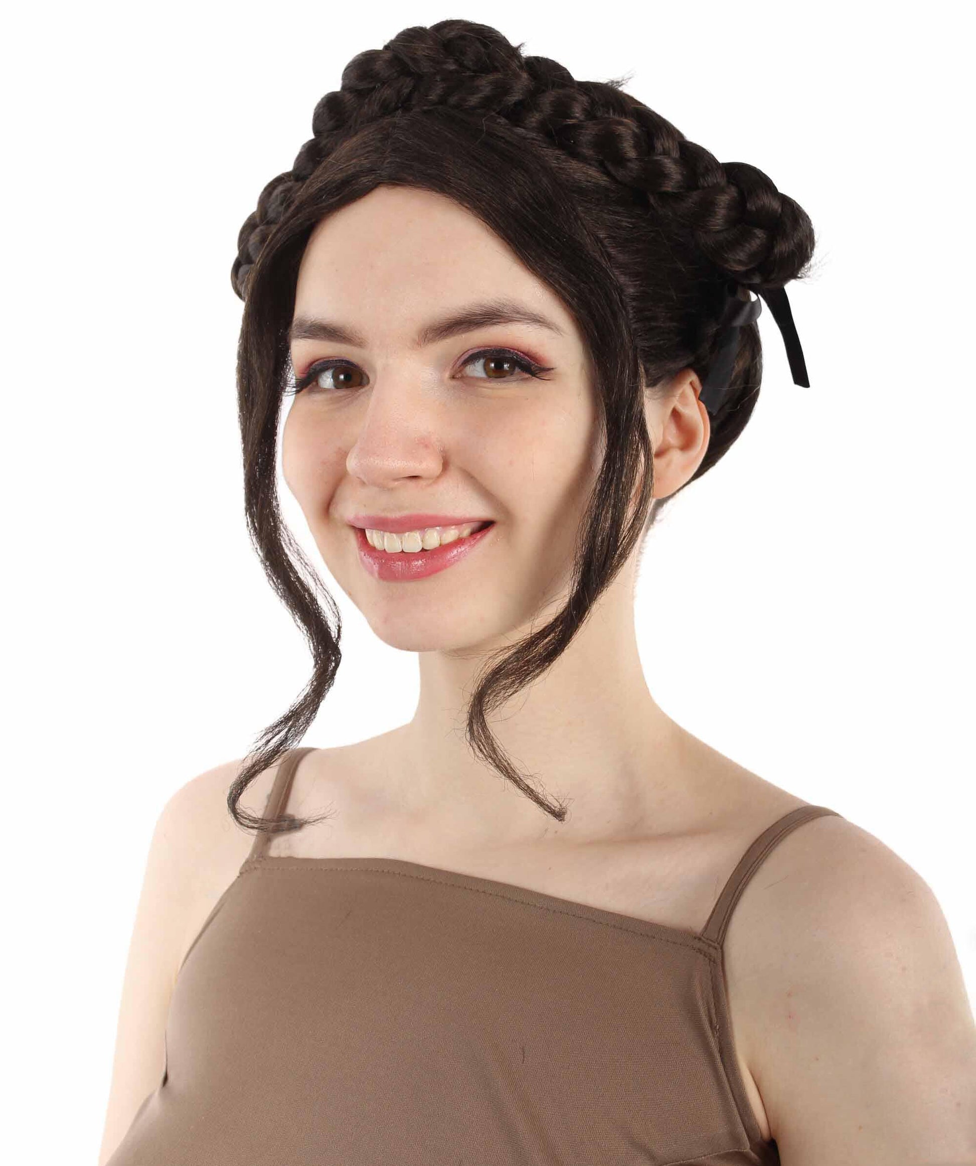 Women's Black K pop Girl Group Singer Jennie Braid Updo Bun Wig