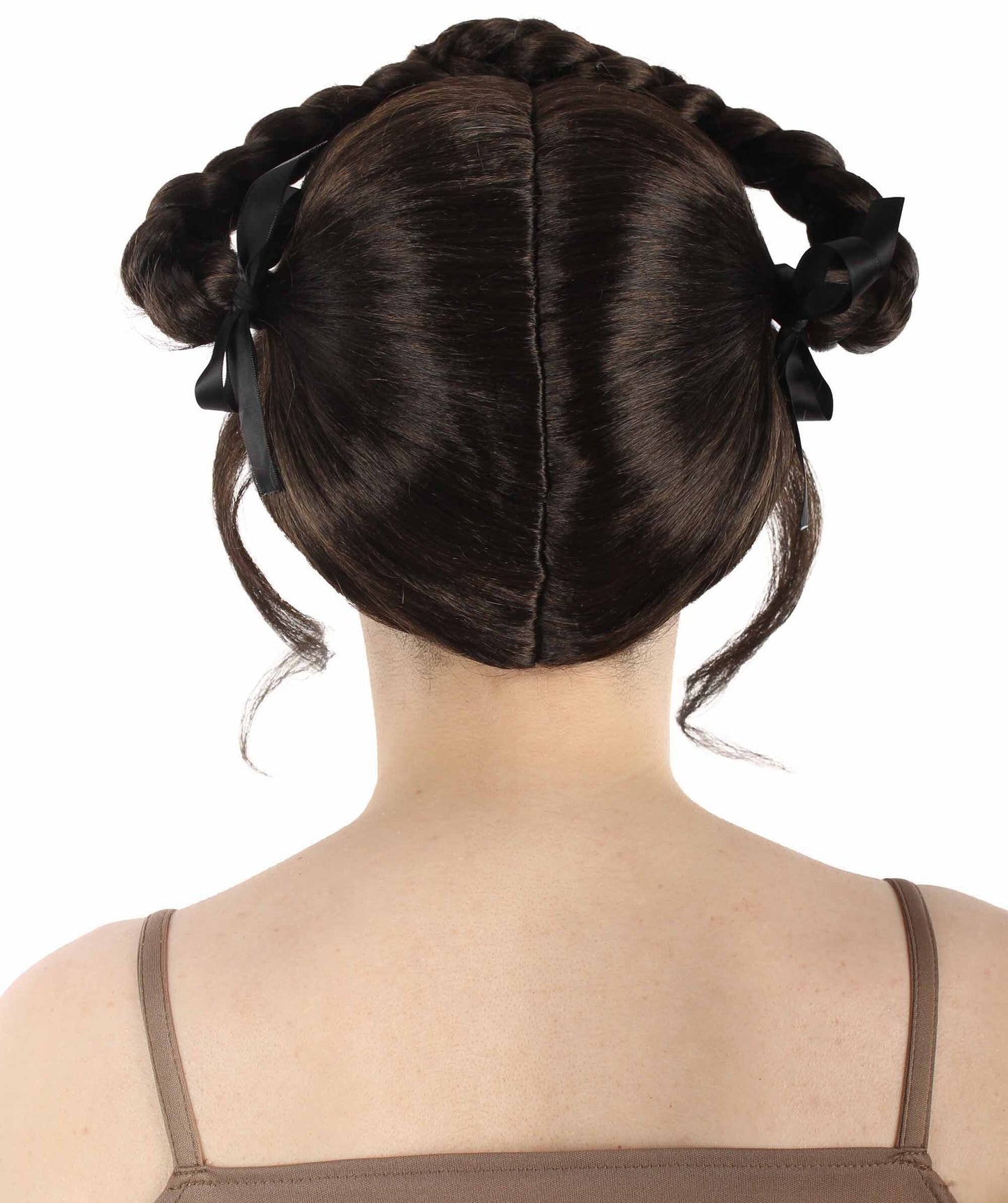 Women's Black K pop Girl Group Singer Jennie Braid Updo Bun Wig