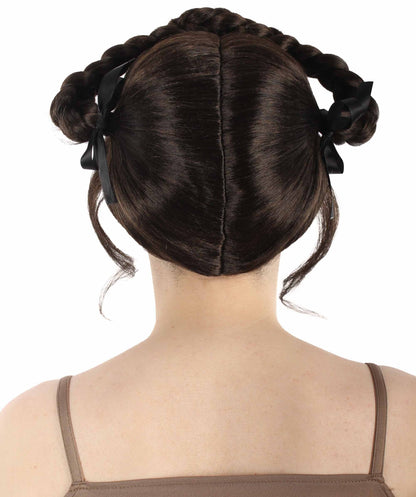 Women's Black K pop Girl Group Singer Jennie Braid Updo Bun Wig