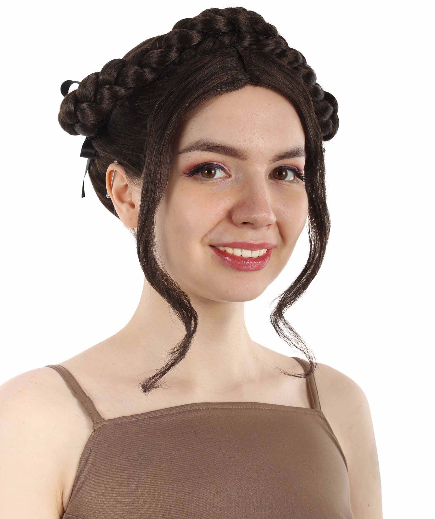 Women's Black K pop Girl Group Singer Jennie Braid Updo Bun Wig