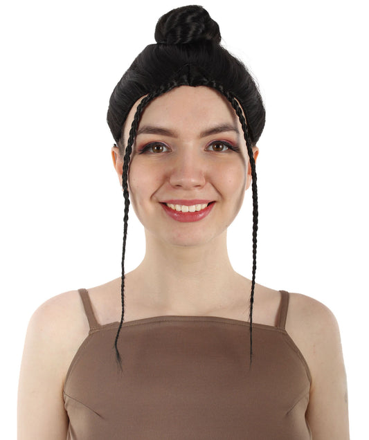 Women's K-pop Girl Group Kim Braided Updo Bun Wig