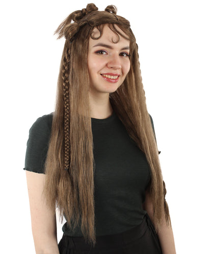 Women's Brown K-pop Girl Group Singer Lisa Boho Wig, Best for Halloween, Flame-retardant Synthetic Fiber